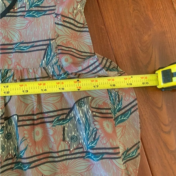 COTELAC 100% POLY GARDEN PRINT RUFFLE SLEEVE TOP SIZE 0 - Picture 15 of 16